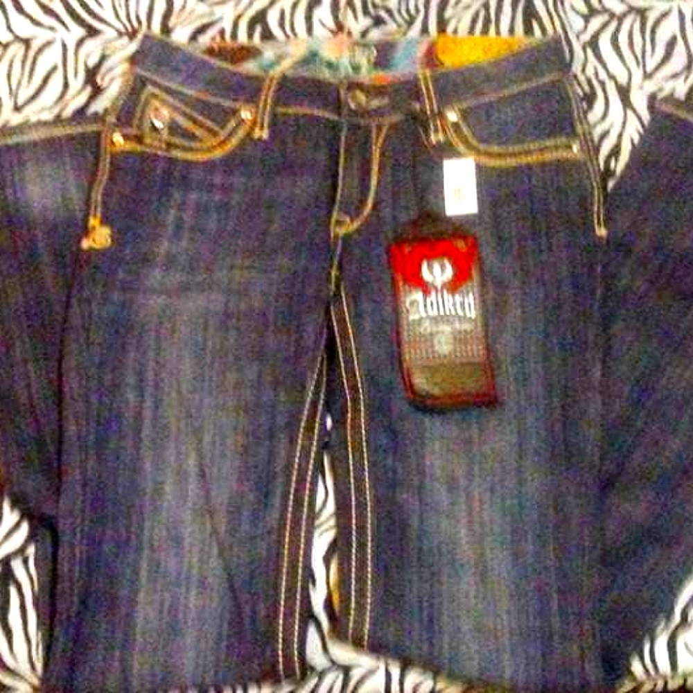 Adiktd Dark Blue Jeans with Gold Stitching